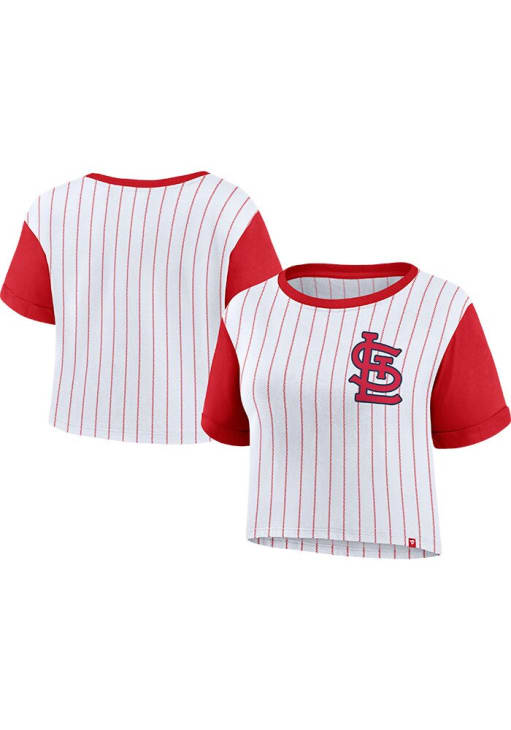 St Louis Cardinals Womens White Biblend Pinstripe Short Sleeve T-Shirt