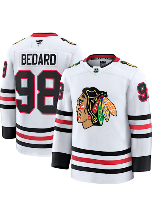 Connor Bedard Chicago Blackhawks Mens WHITE Road Premium Hockey