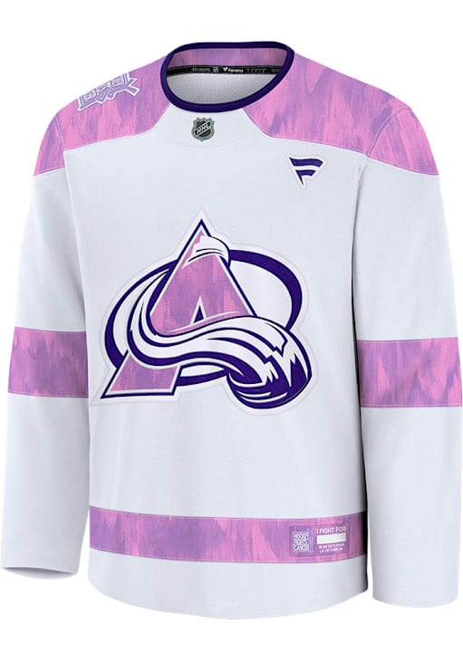 Colorado Avalanche Mens White Hockey Fights Cancer Hockey Jersey