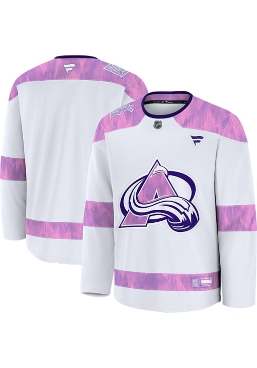 Colorado Avalanche Mens White Hockey Fights Cancer Hockey Jersey