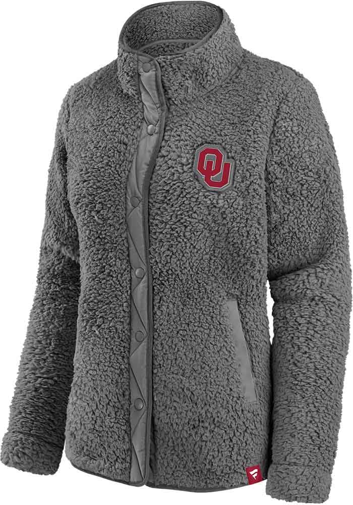 Oklahoma Sooners Womens RED/GREY Sherpa Long Sleeve Full Zip