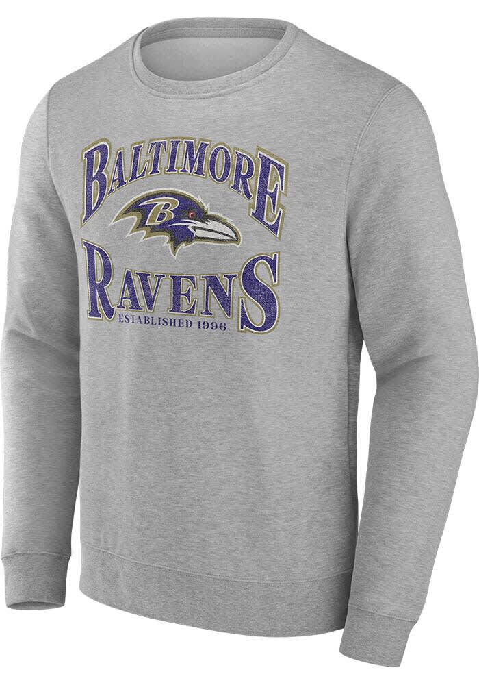 Men s Fanatics Heathered Charcoal Baltimore Ravens Playability Pullover Sweatshirt