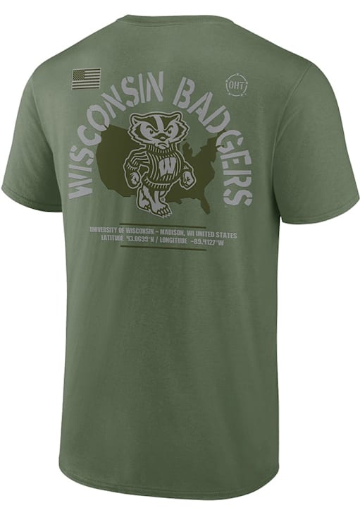 OLIVE Wisconsin Badgers OHT Short Sleeve T Shirt 172805585
