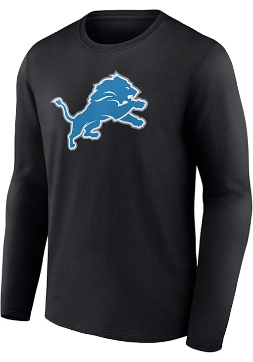 Detroit Lions Black Primary Team Logo Long Sleeve T Shirt