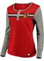 Chicago Blackhawks Womens Retro Stripe Henley T-Shirt - Red