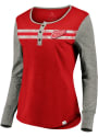Detroit Red Wings Womens Retro Stripe Henley T-Shirt - Red
