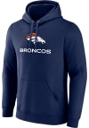 Main image for Denver Broncos Mens Navy Blue Evergreen Cotton Team Lockup Long Sleeve Hoodie