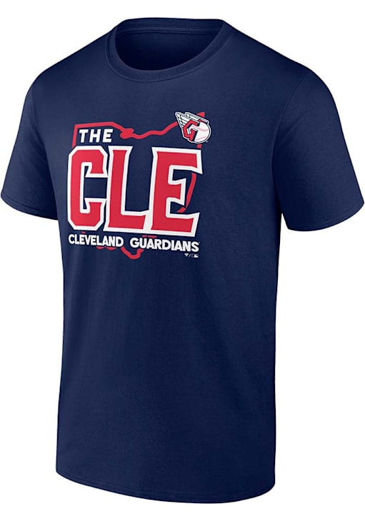 Cleveland Guardians NAVY Ohio State Outline Short Sleeve T Shirt