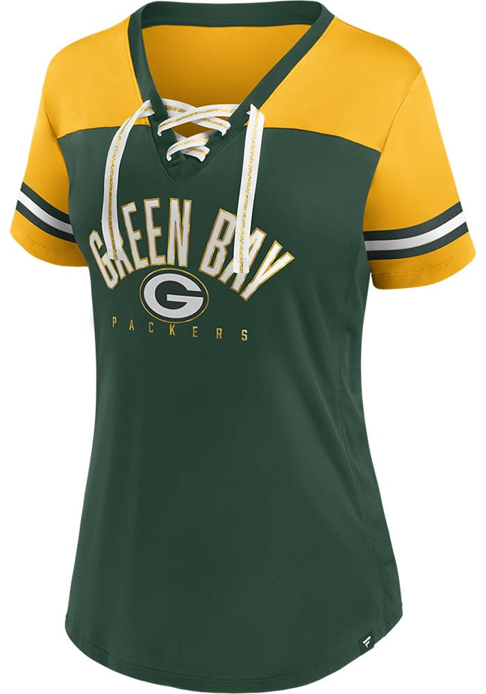 Green Bay Packers Womens Lace Up Fashion Football Jersey GREEN