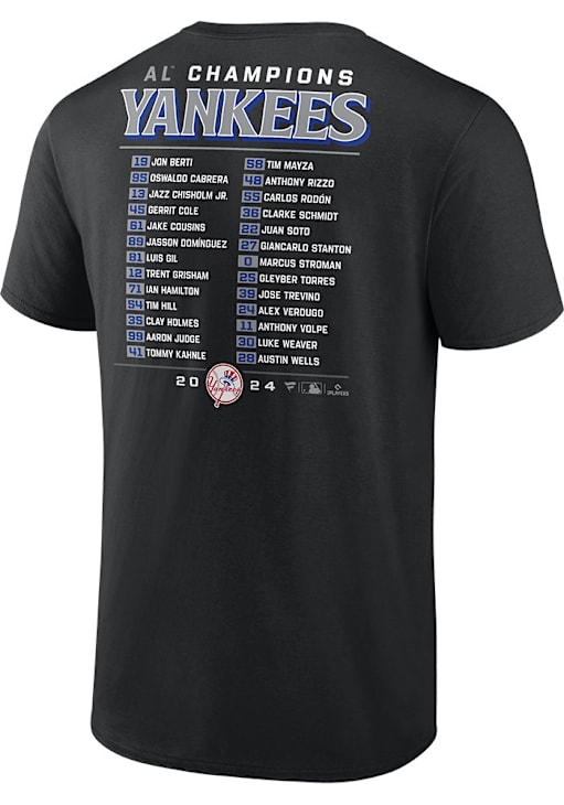 New York Yankees BLACK 2024 ALCS Champs Bloop Roster Short Sleeve