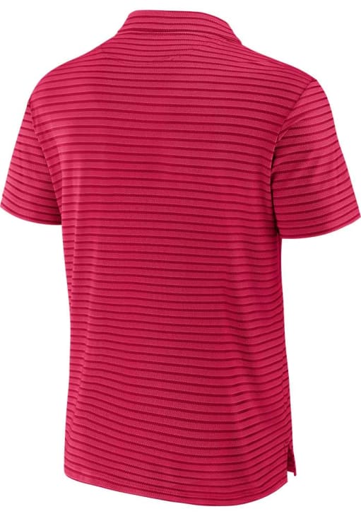 St Louis City SC Mens Red Jacquard Stripe Short Sleeve Polo