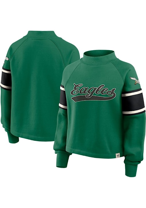 Philadelphia Eagles Womens Kelly Green Toss Sweep Crew Sweatshirt