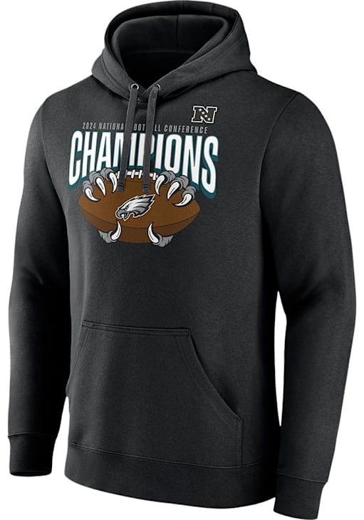 Philadelphia Eagles Mens Black 2024 Conference Champions Long Sleeve Hoodie