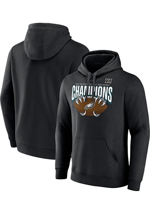 Philadelphia Eagles Mens Black 2024 Conference Champions Long Sleeve Hoodie