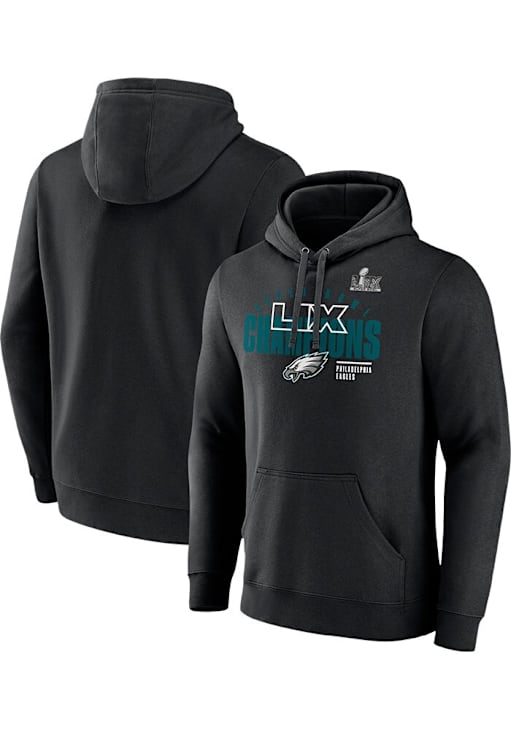 Philadelphia Eagles Mens BLACK 2024 Super Bowl Champions Iconic