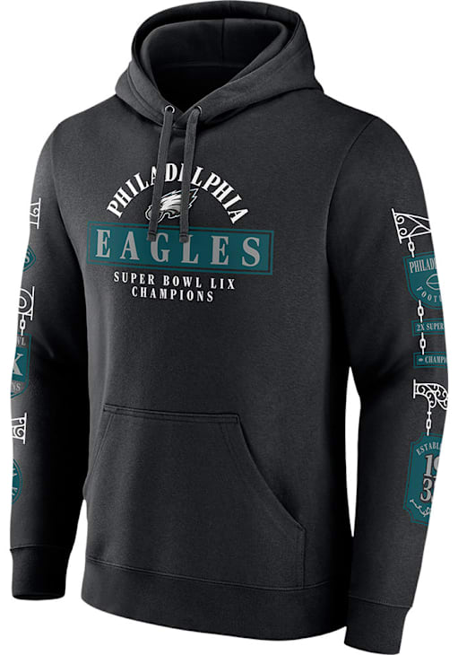 Philadelphia Eagles Mens BLACK 2024 Super Bowl Champions Four