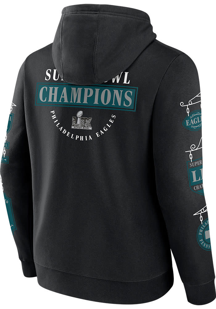Philadelphia Eagles Mens BLACK 2024 Super Bowl Champions Four