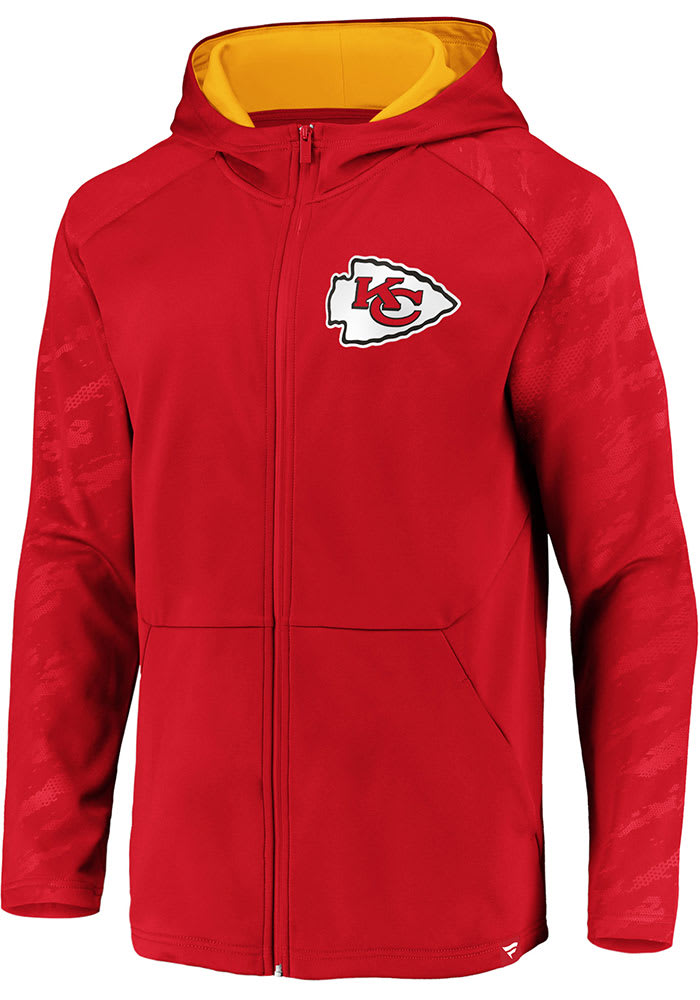 Kansas City Chiefs Mens Red Iconic Poly Embossed Defender Zip