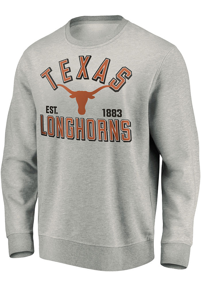 Texas Longhorns Mens GREY Standard Division Crew Sweatshirt