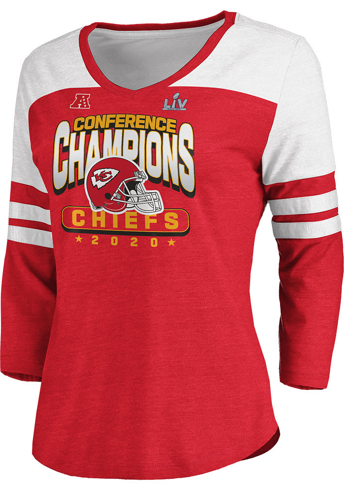 KC Chiefs Chiefs Red 2020 Conference Champions Rushing Play Long Sleeve LS Tee