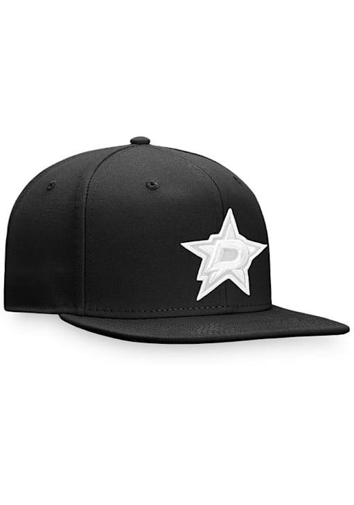 Dallas Stars Mens Black White Logo Core Fitted Hat