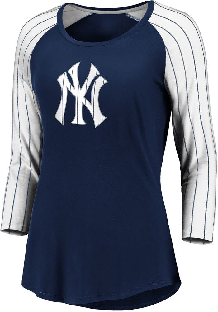 New York Yankees NAVY Iconic Pinstripe Long Sleeve LS Tee