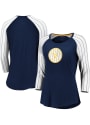 Milwaukee Brewers Womens Iconic Pinstripe T-Shirt - Navy Blue