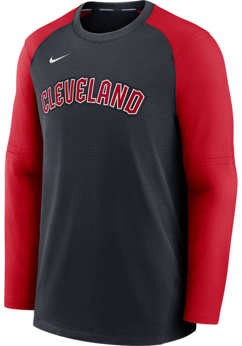 Nike Cleveland Guardians Long Sleeve PREGAME CREW TOP Sweatshirt - Charcoal