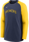 Main image for Nike Milwaukee Brewers Mens Navy Blue PREGAME CREW TOP Long Sleeve Sweatshirt