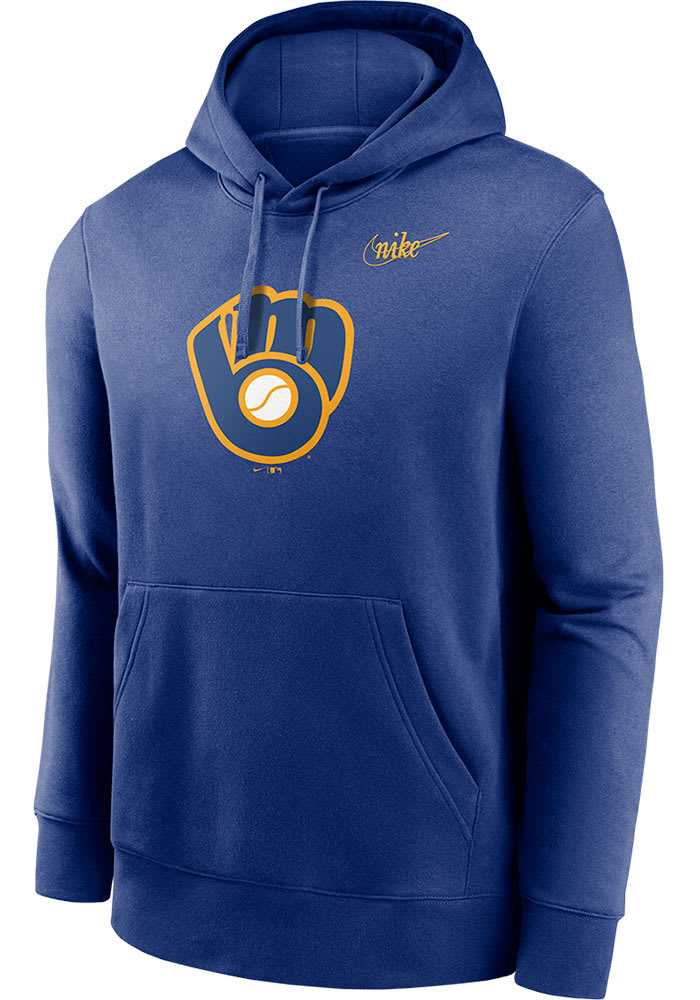 Nike Milwaukee Brewers COOP LOGO CLUB Hoodie Blue