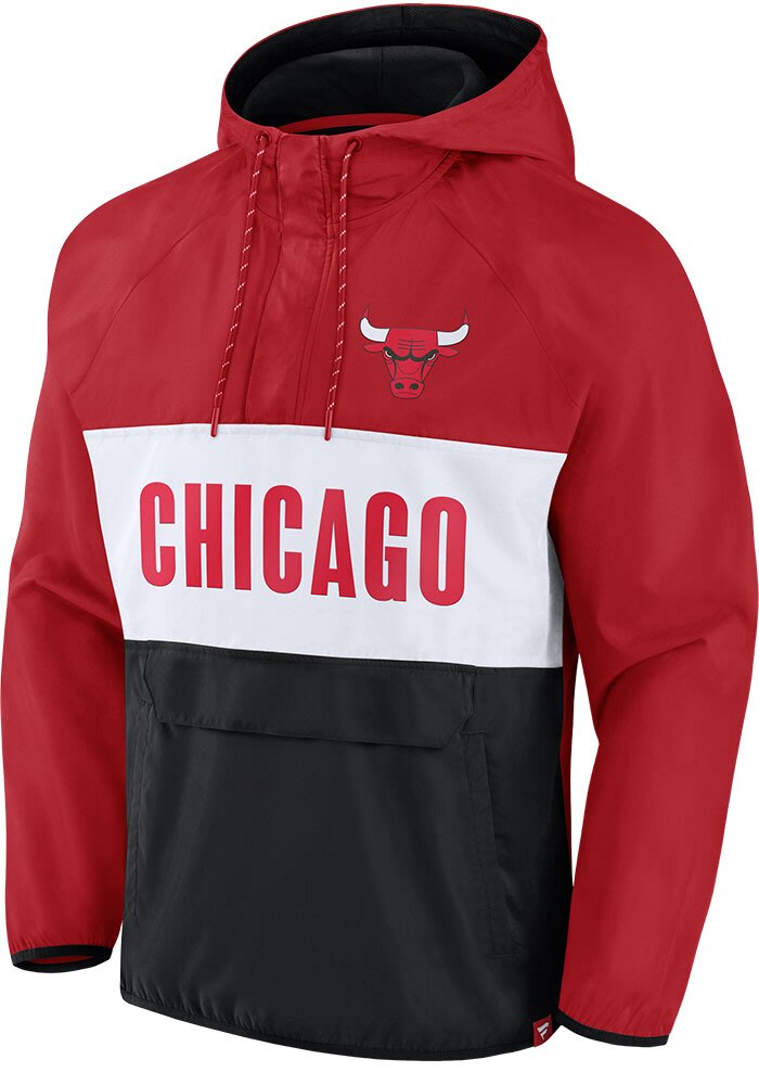 Chicago Bulls Mens Iconic Defender Anorak Red Pullover Jackets
