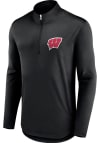 Main image for Wisconsin Badgers Mens Black Poly Fanwear Long Sleeve 1/4 Zip Pullover
