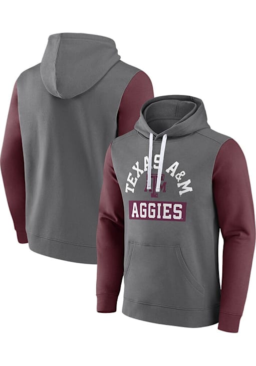 Texas A&M Aggies Mens GREY Colorblock Fleece Hoodie 17288972