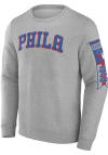 Main image for Philadelphia 76ers Mens Grey Fleece Arch Name Long Sleeve Crew Sweatshirt
