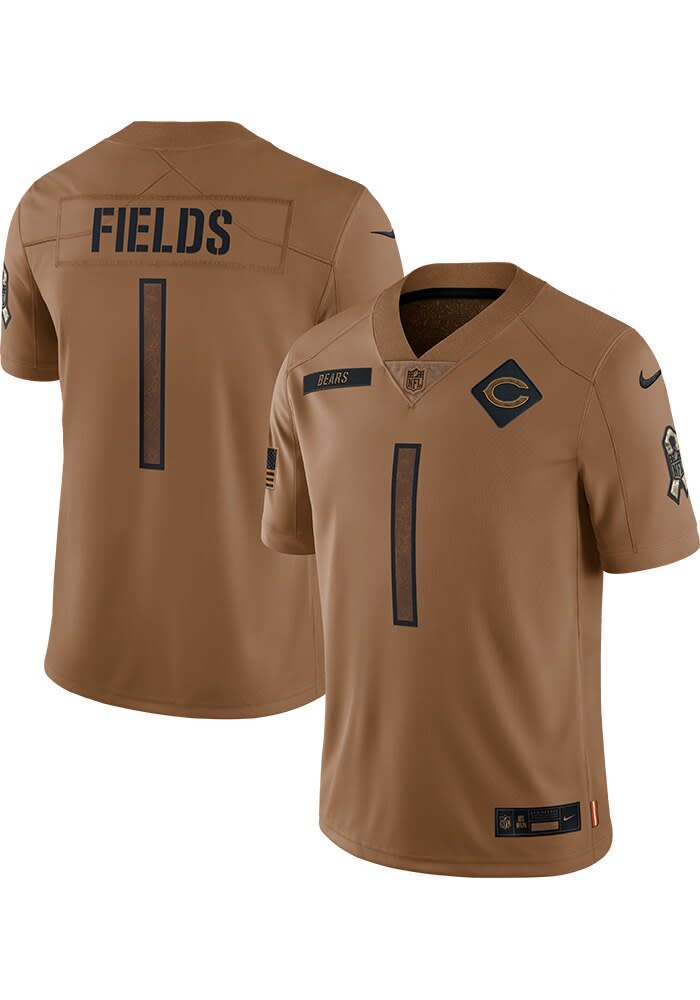 Justin Fields Chicago Bears Mens BROWN Salute To Service Limited