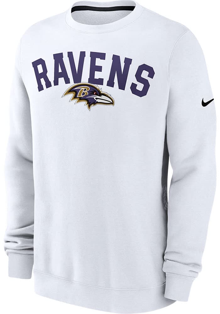 Nike Baltimore Ravens Mens White Athletic Team Long Sleeve Crew Sweatshirt