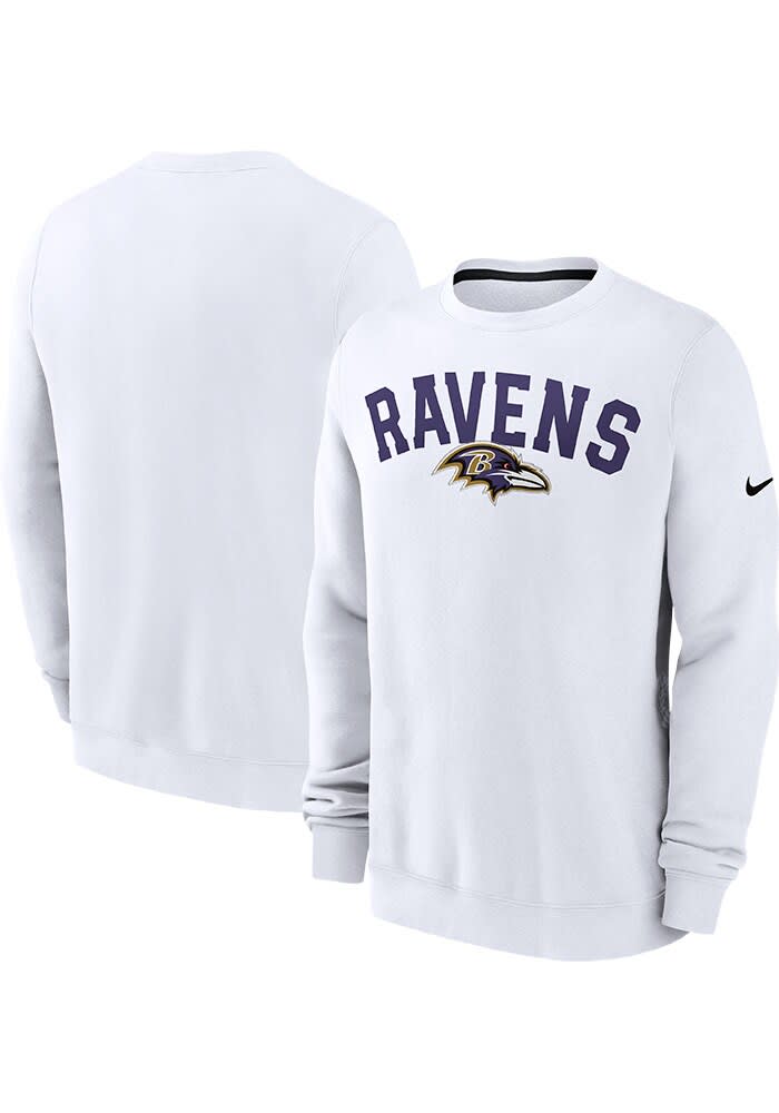 Nike Baltimore Ravens Mens Athletic Team Crew Sweatshirt WHITE