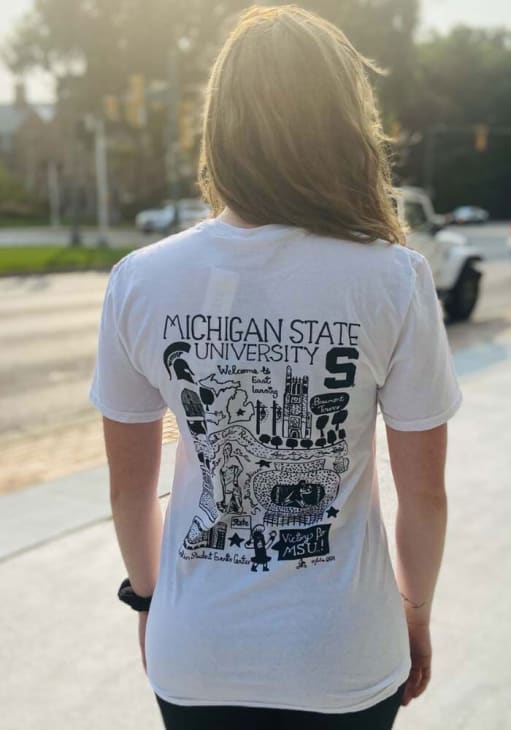 Michigan State Spartans Womens White Julia Gash Short Sleeve T-Shirt