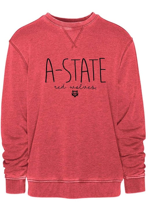 Arkansas State Red Wolves Womens Red Vintage Long Sleeve Crew - Main Image