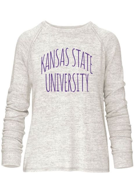 Womens Oatmeal K-State Wildcats Bumblebee Crew Sweatshirt