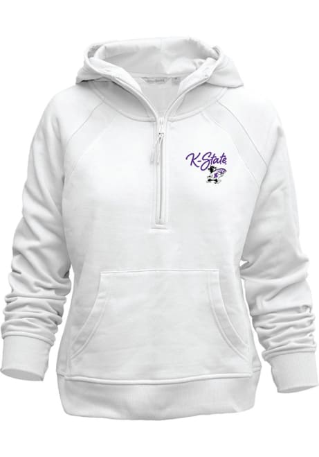 Womens White K-State Wildcats Asana Zip Hood Hooded Sweatshirt