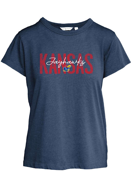 Kansas Jayhawks Womens NAVY Darby T-Shirt 17301095