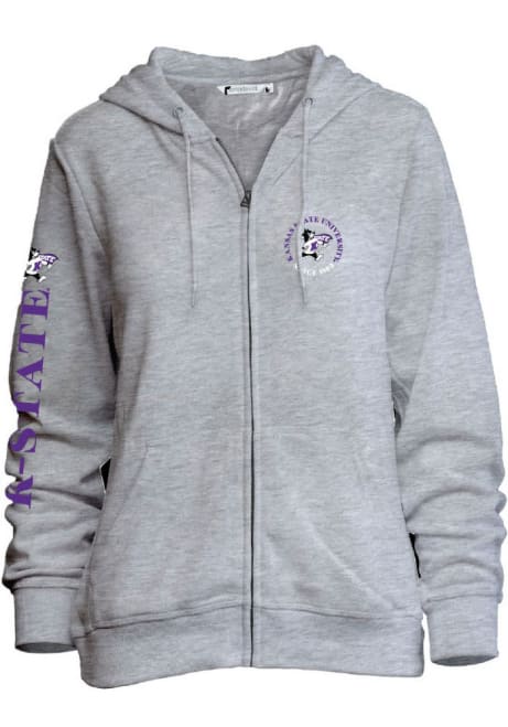 Womens Grey K-State Wildcats Comfy Long Sleeve Full Zip Jacket