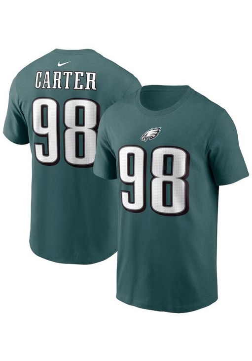 Jalen Carter Philadelphia Eagles Teal Name and Number Short Sleeve Player T Shirt