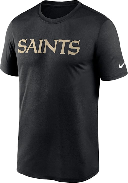 Nike New Orleans Saints BLACK Wordmark Legend Short Sleeve T Shirt - Technical View