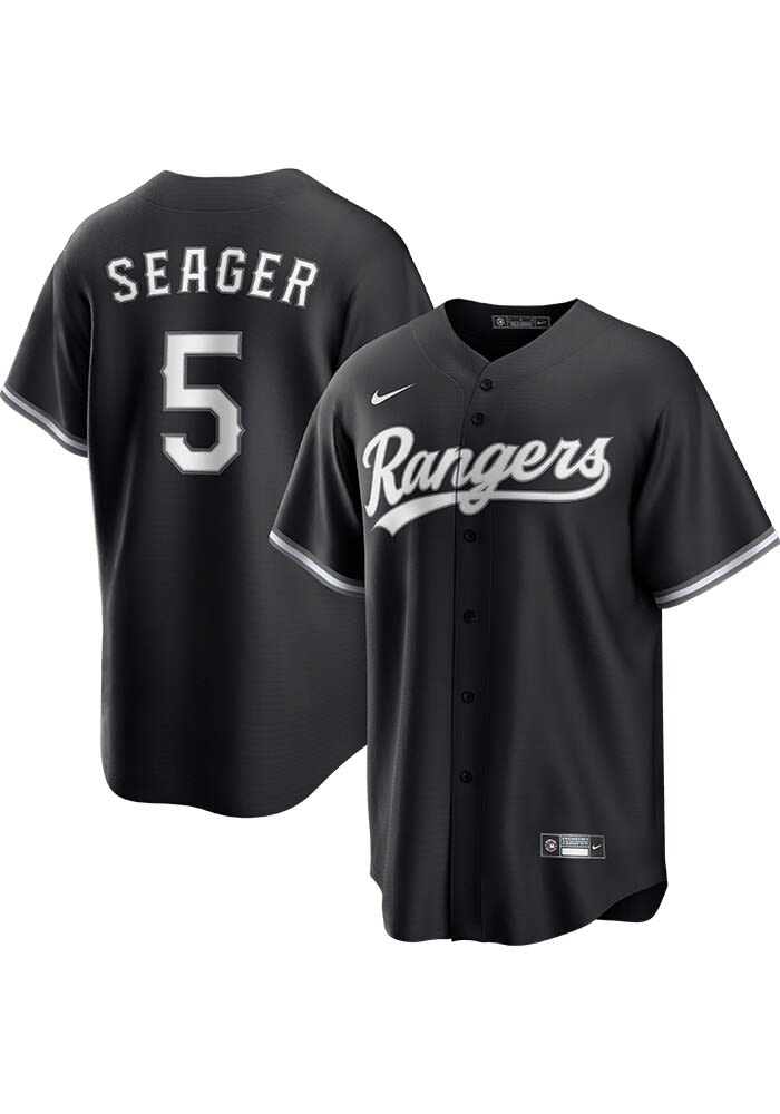 Corey Seager Texas Rangers Mens Replica BLACK Fashion White Fill