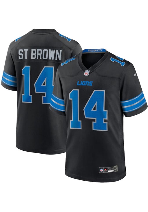 Amon-Ra St. Brown  Nike Detroit Lions Black 2024 Alt Game Football Jersey