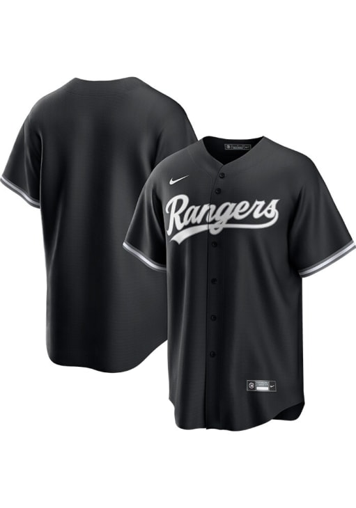 Texas Rangers Mens Nike Replica Fashion White Fill Jersey - Black