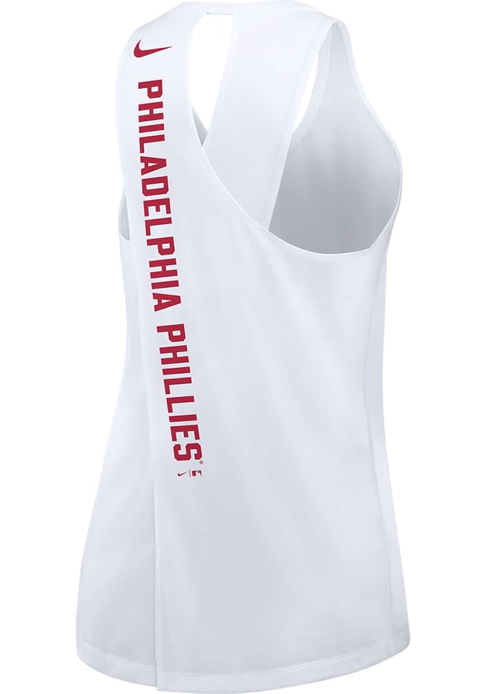 Philadelphia Phillies Nike Womens WHITE Crossed Tank Top