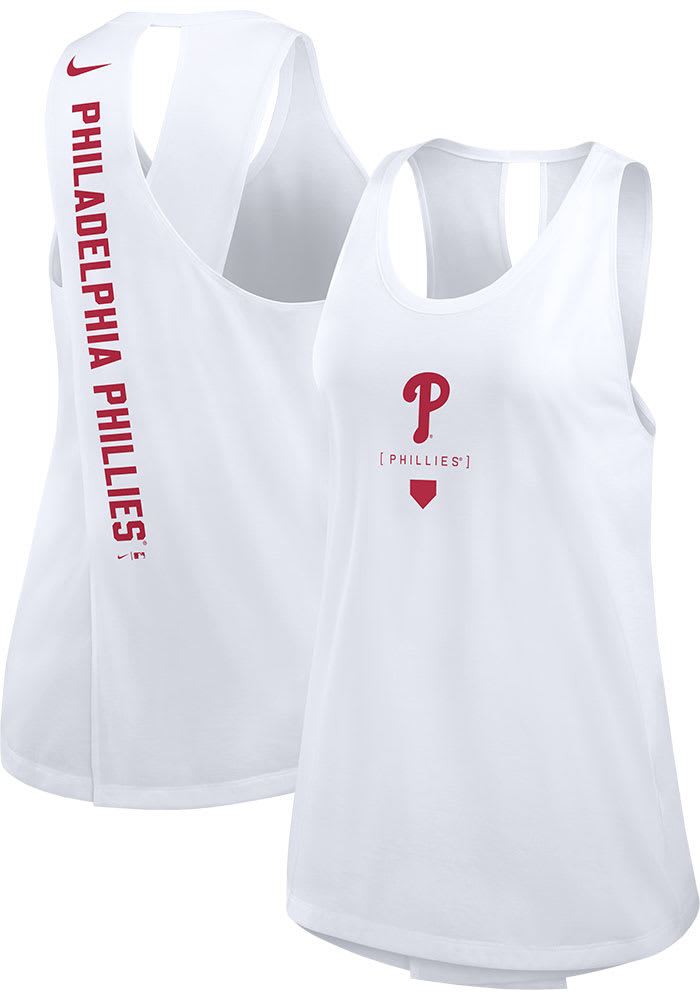 Philadelphia Phillies Nike Womens WHITE Crossed Tank Top